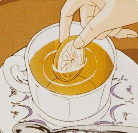 Tea Image, Anime Lemon, Yellow Aesthetic Pastel, Arte Indie, Orange Aesthetic, Lemon Tea, Old Anime, Yellow Aesthetic, 90s Anime