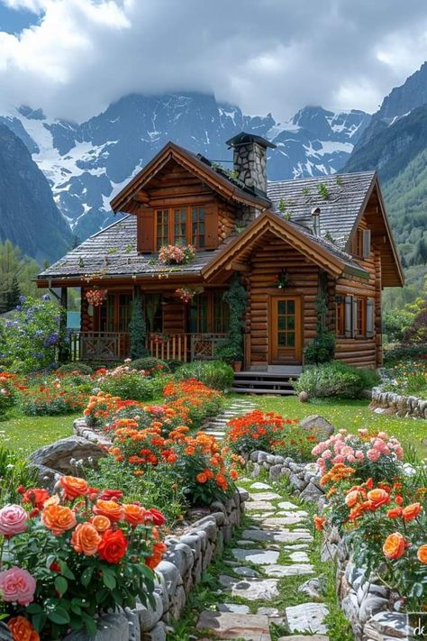 Cottage On Mountain, Cottage Switzerland, Cottage In The Mountains Aesthetic, Cottage Core Mountains, Alpine Cottage, Cottage In The Mountains, Nothing Changes If Nothing Changes, Nothing Changes, Life In Paradise