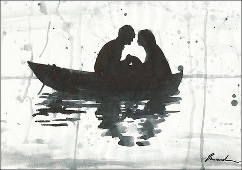 Print Art Ink Drawing Sketch Gift Love Couple in a boat by rcolo, $9.86 Love Artwork Romantic Sketch, Love Artwork Romantic, Love Artwork, Couple Sketch, Original Ink Drawing, Boat Art, Paper Boat, Sketch Ideas, Gift Love