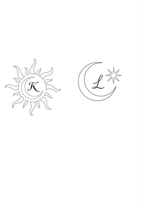 Tattoo Sol E Lua, Pair Tattoos, Luna Tattoo, Minimal Tattoo Designs, Minimal Tattoo Ideas, Matching Friend Tattoos, Bestie Tattoo, Small Pretty Tattoos, Mother Tattoos