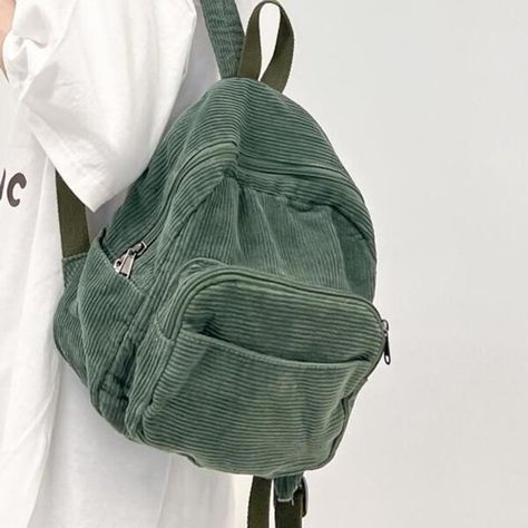 Fashionable Classic Small Corduroy Women's Backpack Corduroy Backpack, Women's Backpack, Classic Backpack, Zipper Bag, Green Pattern, Zipper Bags, Womens Backpack, Backpacks, Zipper