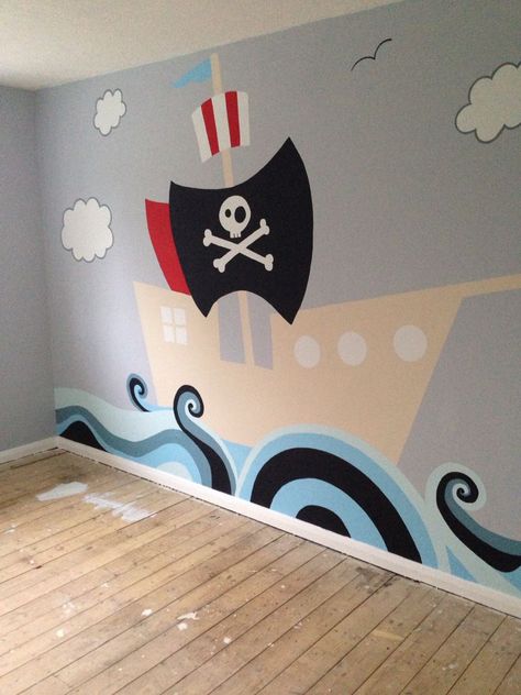 Kids Pirate Room, Pirate Room Decor, Pirate Nursery, Pirate Bedroom, Pirate Room, Kids Deco, Boat Wall, School Murals, Murals For Kids