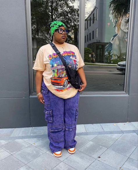 Fashion Trends 2023 Plus Size, Street Wear Plus Size Outfit, Streetwear Fashion Plus Size Women, Baggy Feminine Outfits, Plus Size Baggy Outfits, Plus Streetwear, Outfit Ideas Summer Baddie, Street Wear Plus Size, Plus Size Tomboy Fashion