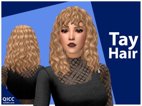 Sims 4 Curly Hair, Curly Hair Fringe, Poofy Hair, Hair Inspired, Pelo Sims, Sims 4 Game Mods, Curly Bangs, Medium Curly Hair Styles, Female Hair