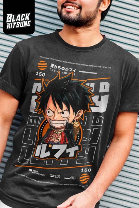 A T-SHIRT DESIGN OF LUFFY AFTER THE WANO SAGA OF ONE PIECE One Piece Merch, Black Kitsune, Series Characters, One Piece Merchandise, Polo Shirt Brands, Shirt Outfit Men, Anime Streetwear, Batman T Shirt, Tshirt Design Inspiration