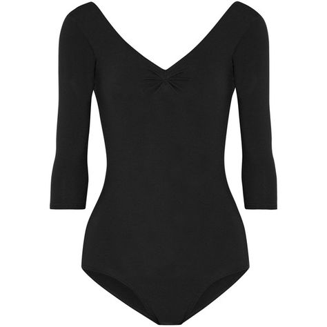 Ballet Beautiful Stretch leotard ($59) ❤ liked on Polyvore featuring tops, black, ruched top, ruched v neck top, stretch top, shirred top and v-neck tops Black Long Sleeve Leotard, Ballet Uniform, Ballet Bodysuit, Leotard Outfit, Rouched Top, Ballet Shirts, Ballet Body, Ballet Wear, Ballet Top