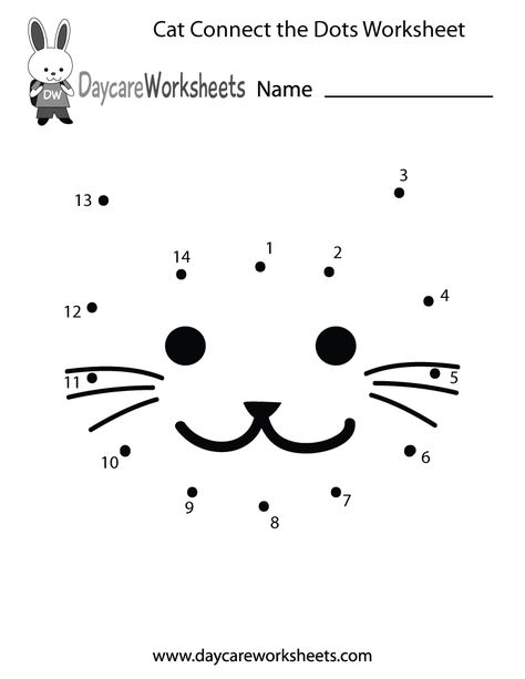 Preschoolers can connect the dots to make a cat in this free activity worksheet. Preschool Worksheets Free Printables, Fine Drawing, Dot To Dot Printables, Worksheet Preschool, Activity Worksheet, Matching Worksheets, Dots Free, Dot Worksheets, Free Preschool Worksheets