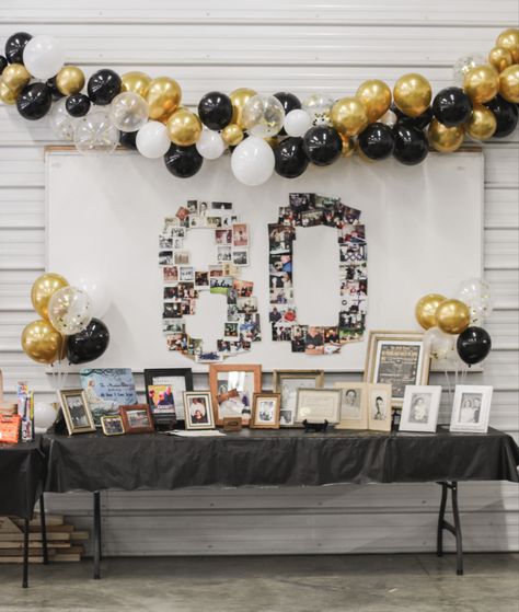 Celebrating Pap’s 80th with photos and balloon arch display Mans 80th Birthday Party Ideas, 80th Birthday Decoration Ideas, Ballon Ideas, Arch Display, Mens Birthday Party Decorations, 98th Birthday, 80th Birthday Decorations, Party Display, Coin Photo