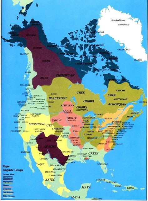 Native North American Major Linguistics Groups Map  #NativeAmericaLanguages Indigenous Americans, Native American Peoples, Native American Heritage, Mexican American, Indian History, Native American Tribes, Interesting History, Native American History, Native American Culture