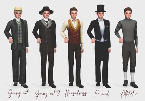 Sims 4 Edwardian Cc Men, Sims 4 1910s Cc Men, Sims 4 Cc 1800s Clothes Men, Elaine Outfits, Historical Clothing Men, Sims Historical, 1890s Dress, 1890 Fashion, Sims 4 Decades Challenge