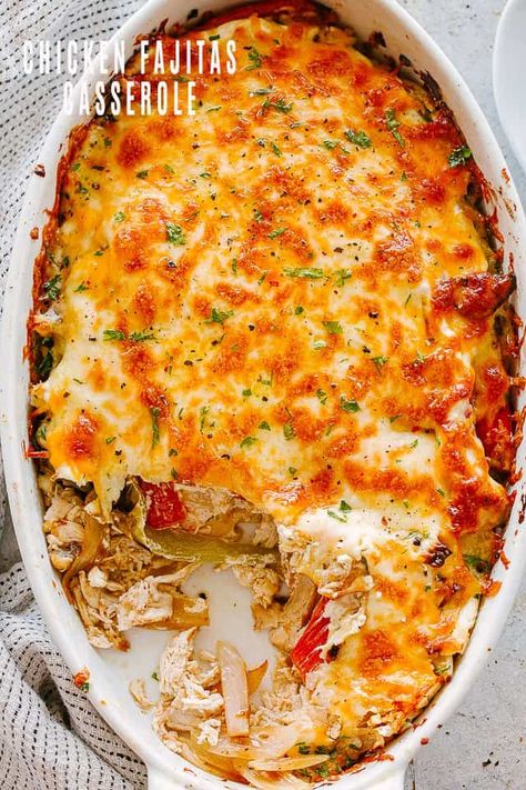 This savory, cheesy Chicken Fajitas Casserole is a staple chicken dinner recipe in our house. It’s such an easy way to make deconstructed chicken fajitas! Chicken Fajitas Casserole, Basic Baked Chicken Breast, Fajitas Casserole, Easy Weeknight Recipes, Fajita Casserole, Easy Chicken Fajitas, Chicken Fajita Casserole, Homemade Fajita Seasoning, Oven Baked Chicken Breasts