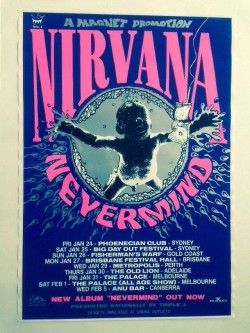 Nirvana Poster, Nirvana Nevermind, Vintage Concert Posters, Music Art Print, Dave Grohl, Tour Posters, Rock Posters, A4 Poster, Gig Posters