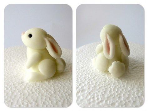 Polymer Clay Bunny Sculptures | Polymer Clay | CraftGossip | Bloglovin’ Fondant Animals, Clay Stuff, Fondant Tutorial, Fondant Figures, Sugar Craft, Cute Clay, Fimo Clay, Cake Decorating Tutorials, Sculpting Clay