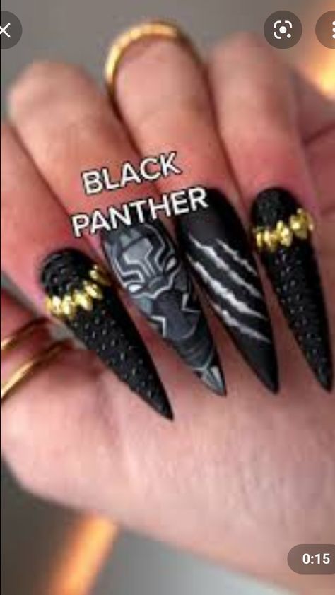 Black Panther Nails Acrylic, Black Panther Nails, Panthers Nails, Acrylic Nails Square, Nails Long Square, Blk Art, Nails Square, Makeup Stuff, Long Acrylic