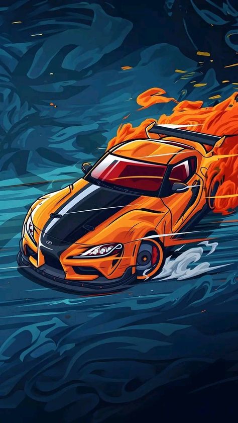 Mk5 Supra Wallpaper 4k, Toyota Cars Wallpaper, Car Art Wallpaper, Supra Drawing, Toyota Supra Wallpaper, Car Illustration Art, Supra Wallpaper, New Toyota Supra, Kereta Sport