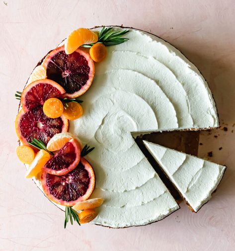 Blood Orange and Rosemary Snack Cake — Gathered At My Table - seasonal baking recipes with a creative twist Winter Citrus Desserts, Rosemary Cake, Blood Orange Recipes, 50th Wedding Anniversary Decorations, Semolina Flour, Seasonal Baking, Composition Techniques, Pastry School, Snack Cakes