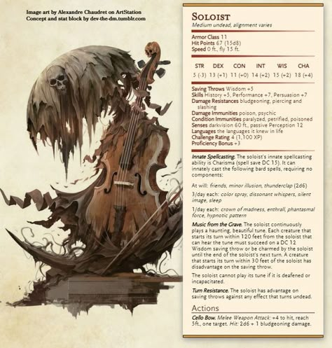 Dnd Undead Stat Block, Western Dungeons And Dragons, Dnd Musical Instruments, Dnd Monster Ideas, Dnd Monster Stat Block, Dnd Homebrew Creatures, Dnd Monsters Homebrew, Dnd Monsters Low Level, Dnd Horror