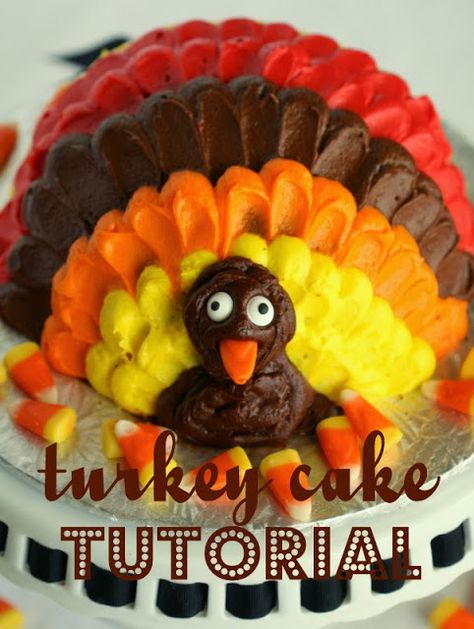 Half Baked: Turkey Cake Tutorial.  Super cute, maybe for Stella's birthday? Easy Thanksgiving Cake, Thanksgiving Cake Ideas, Thanksgiving Cakes Decorating, Thanksgiving Sweets, Chocolate Turkey, Turkey Cupcakes, Thanksgiving Cake, Turkey Cake, Thanksgiving Cupcakes