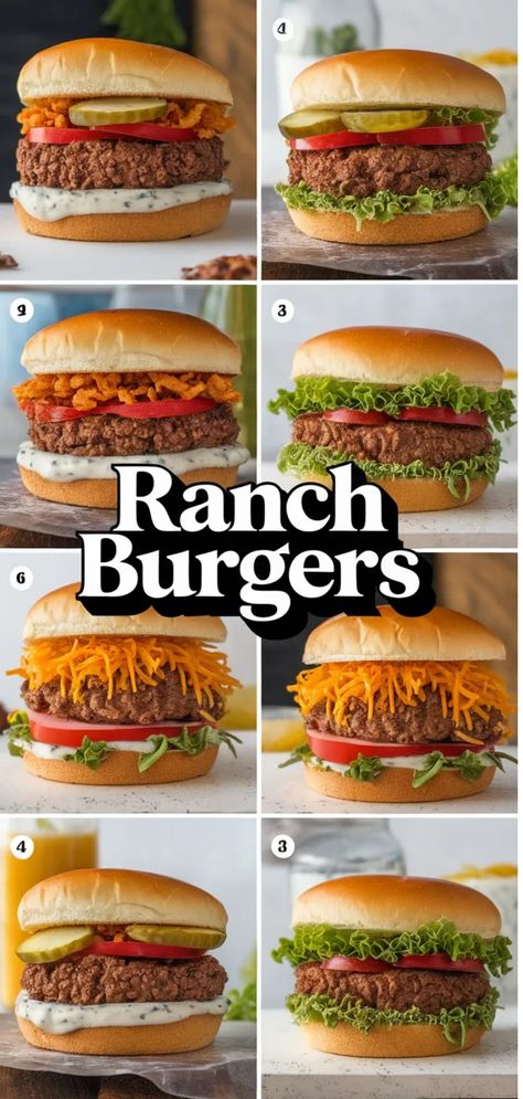 A photo of Ranch Burgers Recipe Ranch Burgers, Ground Beef Chili, Beef Chili Recipe, Mushroom Recipes Pasta, Ranch Seasoning Mix, Fried Shallots, Simple Green Salad, Beef Chili, Mushroom Pasta