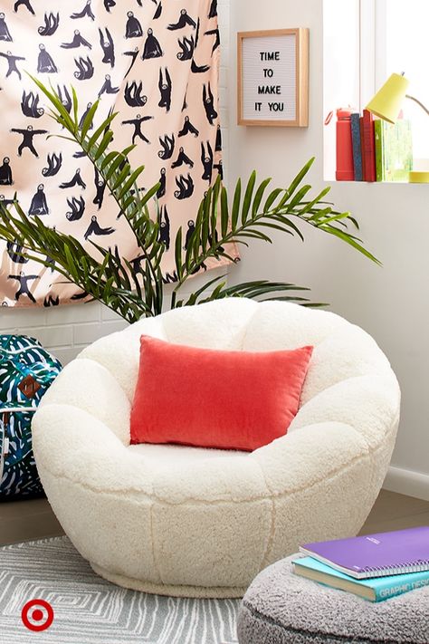 Create a cozy space to hang with chairs, poufs and other furniture that fits right in. Cheap Chairs For Bedroom, Teen Room Seating, Dorm Bean Bag Chair, Teen Bean Bag Chair, Cozy Chairs For Bedroom, Chair For Dorm Room, Fuzzy Chairs For Bedroom, Dorm Chairs Comfy, Fun Chairs For Bedrooms