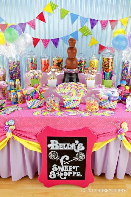 the secret behind a stunning dessert table is using different heights and splashed of colour Rainbow Candy Buffet, Candy Buffet Table, Candy Themed Party, Candy Land Birthday Party, Candy Bar Party, Chocolate Fountain, Candy Birthday Party, Chalk Lettering, Candyland Birthday