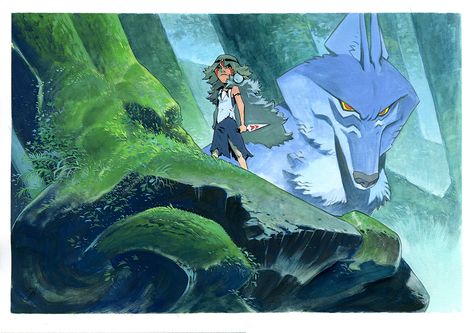 Gouache Painting on Behance Enrique Fernandez, Poster Color Painting, Storyboard Artist, 다크 판타지, Princess Mononoke, 캐릭터 드로잉, Ghibli Art, 판타지 아트, Traditional Paintings