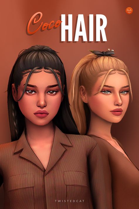 Coco Hair | TwistedCat on Patreon Hair Sets Sims 4 Cc, Sims 4 Custom Cc Hair, Twisted Cat Sims 4 Hair, Sims 4 Cc Hair Maxis Mach, Sims 4 Cc Hairstyle Patreon, Sims 4 Cc Twisted Cat Patreon, Sims 4 Maxis Match Cc Female, Sims 4 Cc Hair Updos, Sims 4 Cc Womans Hair