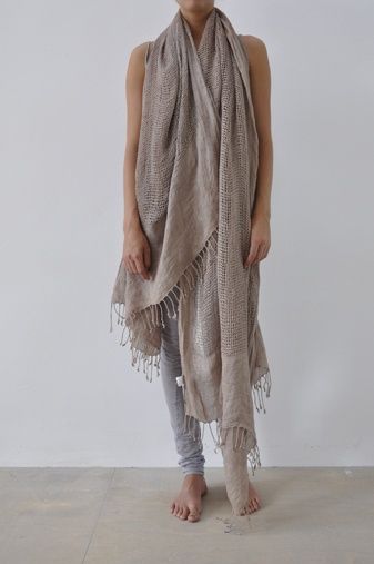 Humanoid webshop Chic Spring Scarves, Linen Scarf Outfit, Bohemian Summer Vacation Scarf, Bohemian Beige Scarf For Spring, Bohemian Linen Shawl Scarf, Bohemian Beige Linen Scarf, Dress Like A Parisian, Paris Dress, Spring Scarf