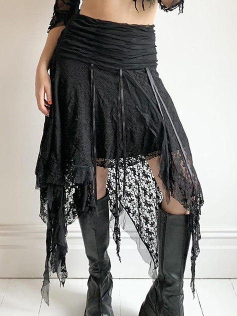 Style: Casual/Street/Y2K/Sweet/Vintage/Preppy 
 Fabric Content: Cotton, Polyester, Spandex 
 Fit Type: Slim fit 
 Length: Above Knee Irregular Skirt, Black Lace Skirt, Lace Midi Skirt, Streetwear Mode, Patchwork Skirt, Crop Top Dress, Black Retro, Lace Splicing, Irregular Hem