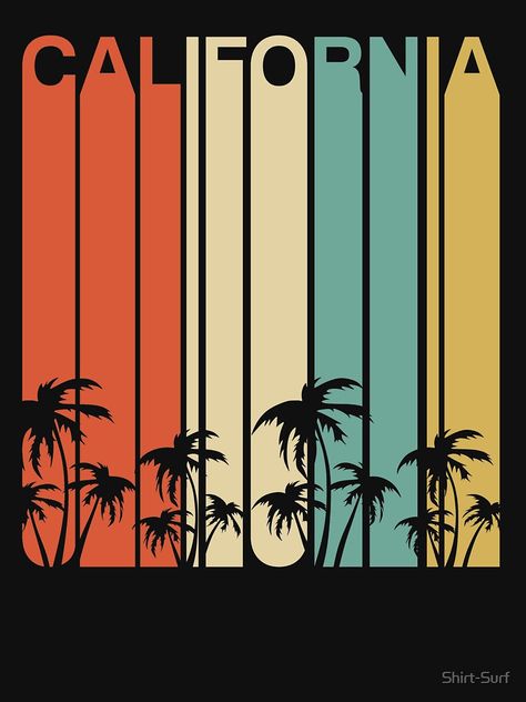 West Coast Design, Vintage Beach Graphic Design, Surf Poster Design, Retro Tshirt Design Ideas, Retro California Aesthetic, Retro Surf Aesthetic, Retro T Shirt Designs, Retro Beach Aesthetic, Vintage Surf Posters