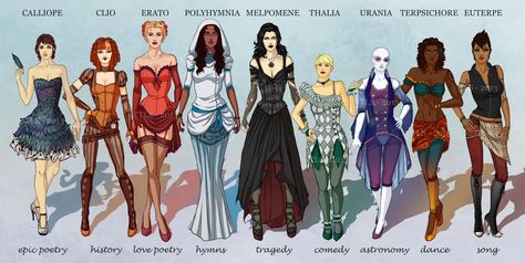 The Muses by tbdoll on DeviantArt The Nine Muses Greek Mythology, Greek Muses Art, The Muses Greek Mythology, 9 Muses Greek, Muses Greek Mythology, The 9 Muses, Greek Muses, The Nine Muses, 9 Muses