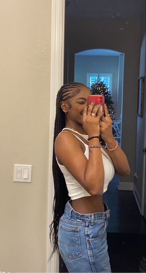 Box Braid Corn Row Hairstyles, Think Braids, Weave Hairstyles Braided Cornrows, Cornrolls In The Front Box Braids In The Back, Teo Braids With Weave, Easy Cornrows Hairstyles, Conrow Braids Styles For Black Women, Modern Braids Black Women, Vacation Cornrows For Black Women