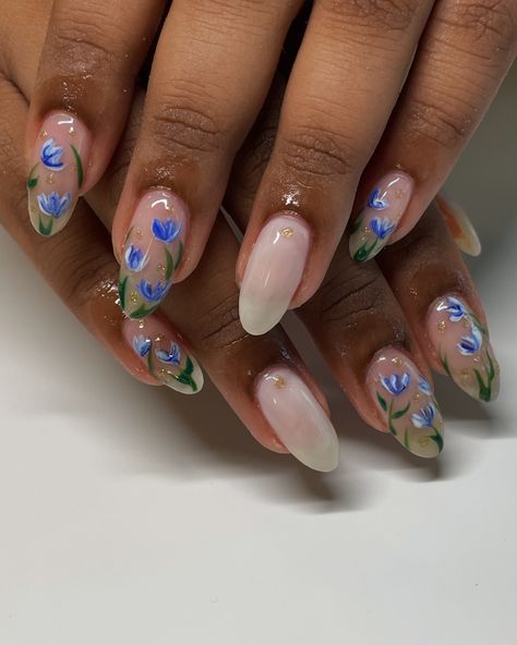 I think these are tulips Hard Gel Overlay - - - - - #gelmanicure #nailinspo #trendynails #cutenails #flowernails #weddingnails #nycnailtech #brooklynnailtech Hard Nail Designs, Nails Tulip, Hard Gel Overlay, Gel Overlay Nails, Tulip Nails, Overlay Nails, Gel Overlay, Hard Nails, Hard Gel