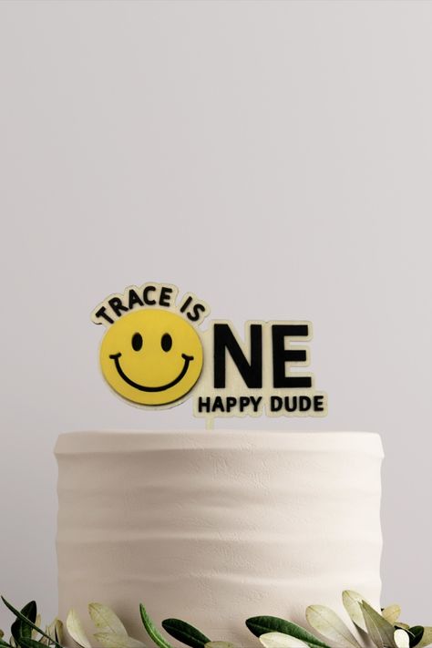 Smile Face Birthday Cake, Smiley Birthday Theme Decoration, One Happy Dude Sheet Cake, One Happy Dude Cake Topper, One Happy Dude Birthday Cake, Happy Face Cake, Happy Dude Cake, One Happy Dude Cake, Smiley Face Cake