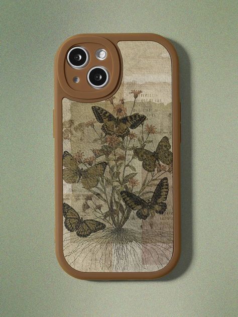 ROMWE Butterfly Print Phone Case | SHEIN USA Butterfly Phone Case, Vintage Phone Case, Creative Iphone Case, Girly Phone Cases, Pretty Iphone Cases, Pretty Phone Cases, Floral Phone Case, Unique Phone Case, Print Phone Case