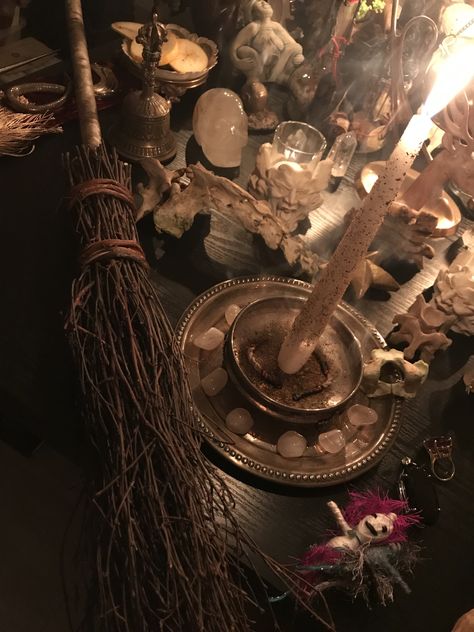 Eve of the Full Moon,with the Extra Influences of the Moon Day- a night of ideal circumstances for a New Witches Broom Stick to be Cleansed,Blessed & Consecrated...with Gratitude & Thanks to my Ancient Ones...Who Know me well..Full Moon Blessing to all... Witch Broom Aesthetic, Lady Hecate, Dark Altar, Bonnie Aesthetic, Moon Blessing, Ancient Witch, New Witches, Autumn Grunge, Broom Stick