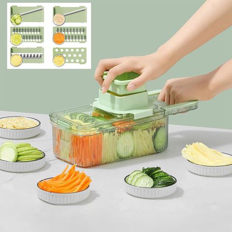 PRICES MAY VARY. 6 Interchangeable Blades - This essential vegetables chopper includes a fine dicer and 6 Blades. Prepare any meal without the mess of a knife and a board or million unused accessories! Large Container Tray - Thanks to the built-in chop lid of this cutter and fruit cutter, you will be able to chop your food directly into the collection tray. Keeping your counters clean and your kitchen spotless has never been easier! Stainless Steel Blades - Our essential chopper includes our 6mo Shein Kitchen, Vegetable Shredder, Slicer Dicer, Onion Chopper, Spiralized Vegetables, Meat Salad, Food Slicer, Container Vegetables, Fruit Peeler