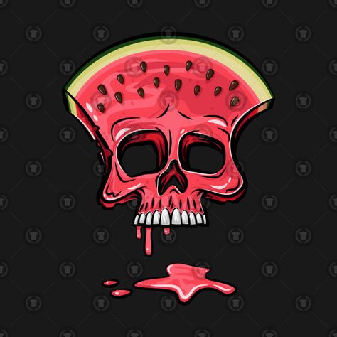 Check out this awesome 'Watermelon+Skull+Halloween+Gift+Funny+Fruits+Beaches+Hawaii' design on @TeePublic! Skull Fruit, Beaches Hawaii, Funny Fruits, Skull Pics, Emoji Food, Watermelon Art, Fruits Drawing, Arte Grunge, Funny Fruit