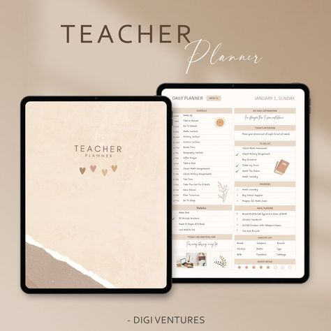 Teacher Minimalist Boho Theme Dated iPad Planner Resource for GoodNotes, Notability, 2023 Digital Teacher Planner, Academic School Planner plannerprintable #tabletplanner #projectplanner Digital Teacher Planner, Planner Minimal, Interactive Calendar, Planner Writing, Ultimate Planner, Ipad Planner, School Planner, Academic Planner, Boho Theme