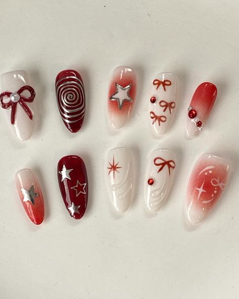 ✨&🎀 #pressonnails #pressonnailsforsale #rednails♥️ #bownails Cute Nail Art Designs, Pretty Gel Nails, Easy Drawings Sketches, Cute Nail Art, Xmas Nails, Nails Inspo, Red Nails, Art Designs, Pretty Nails