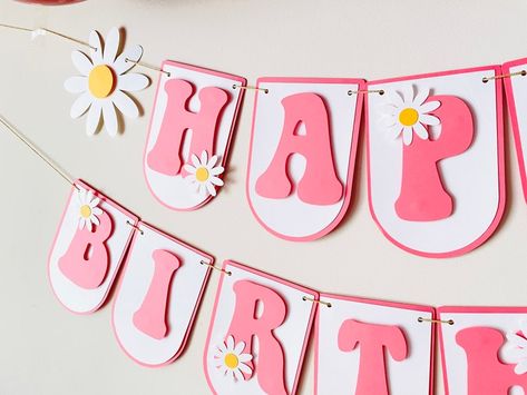 Birthday Cricut Decorations, Groovy Birthday Banner, Groovy Themed Birthday Party, Groovy One Party, Groovy Banner, Cricut Banner, Girls 9th Birthday, Roller Skate Birthday Party, Hippie Birthday Party