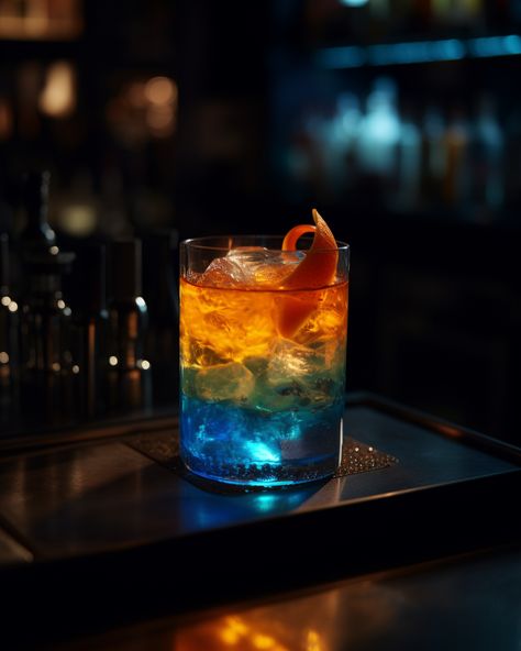 Midjourney prompt: dimmed pastel orange and blue light, served drink with ice in it, cocktail bar --ar 4:5 --v 5 Orange Drink Photography, Eyeshadow Inspiration, Impact Event, Turquoise Color Palette, Whisky Cocktails, Orange Cocktails, Orange Drinks, Blue Drinks, Small Cafe