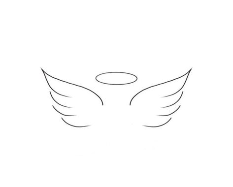 Mini Tats Angel Wings, Cute Small Angel Tattoos, Angel And Halo Tattoo, Angel Tattoo Danty, Simplistic Angel Wings Tattoo, Small Wings With Halo Tattoo, Halo With Angel Wings Tattoo, Simple Angle Tattoos, Small Angel Wing Tattoo Wrist