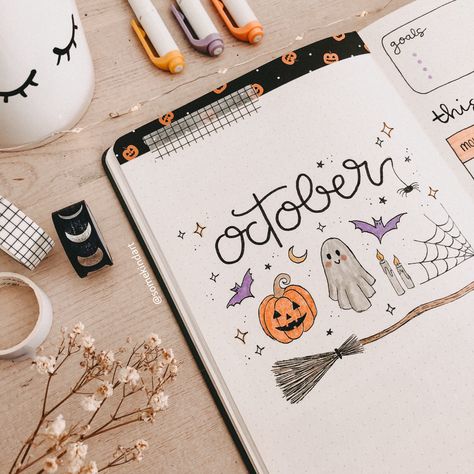 #bulletjournalideas #bulletjournalinspiration #bujodoodles #bujoinspire #journal #journalsticker #journaling #planner #bujo #bujo2023 #fall #autumn #cutedoodles #doodling #doodle Journal October Theme, Halloween Bujo, Halloween Bullet Journal, Bullet Journal Halloween, October Bullet Journal, Journal October, Bullet Journal Contents, Bullet Journal Work, Journals Stickers