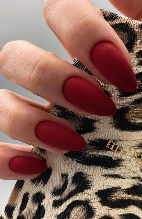 12. Red Nails Another stylish matte red nails design. These use on of the hottest colors of the season deep red. The red matte... Red Fall Nails, Red Matte Nails, Red Nail Art Designs, Red Nail Art, Red Acrylic Nails, Art Design Ideas, Gel Acrylic Nails, Red Fall, Pretty Nail Art Designs