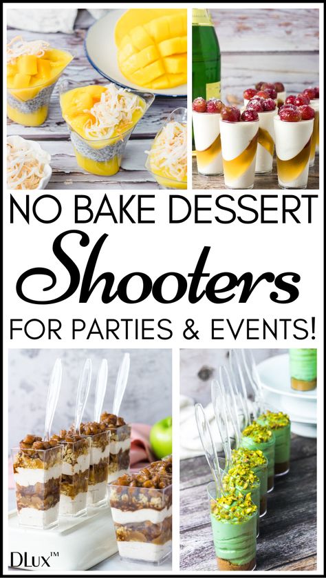 No Bake Dessert Shooters, Shooter Desserts, Mini Desserts Shooters Recipes, Mini Dessert Shooters, Mini Dessert Easy, Dessert Shooters Recipes, Shot Glass Desserts, Shooter Recipes, Mason Jar Desserts