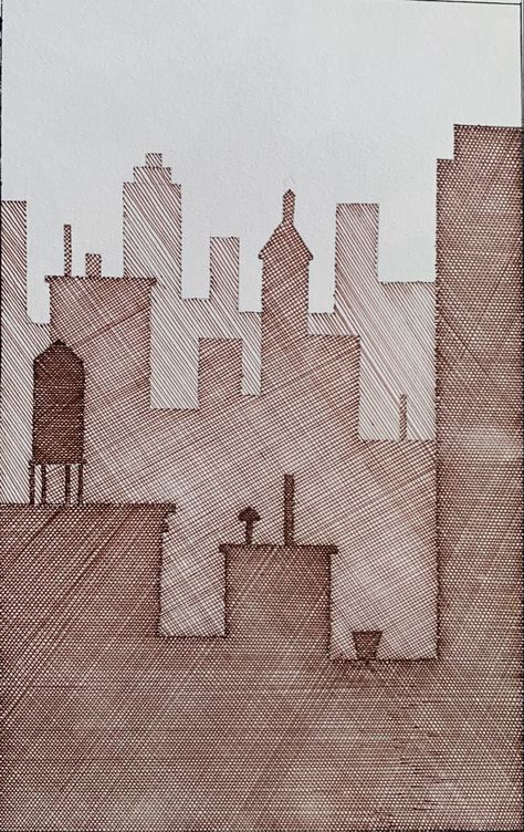 Woven Architecture, Ink Drawing Techniques, Zentangle Artwork, City Silhouette, Diagonal Line, Sketchbook Drawings, Doodle Art Designs, Elements Of Design, Free Hand