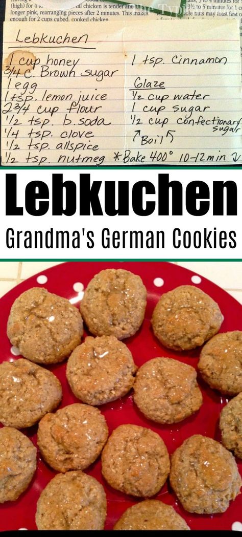 Lebkuchen cookies are traditional German gingerbread cookies from my grandmother. She made them every year. #lebkuchen #german #gingerbread #cookie #cookies Vintage Christmas Cookies, German Gingerbread Cookies, Lebkuchen Cookies, Christmas Holiday Cookies, German Gingerbread, Healthy Gingerbread Cookies, Homemade Glaze, Traditional Gingerbread, Vegan Gingerbread Cookies