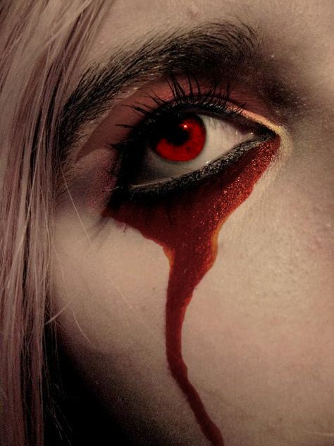 Vampire Tears by Nephan on DeviantArt Eye Bleed, Teardrop Makeup, Crying Blood, Blood Tears, Bed Night, Makeup Themes, Great Makeup, Dark Makeup, Halloween Make Up