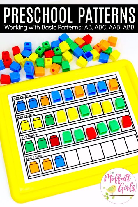 Pattern Small Group Preschool, Patterning For Preschoolers, Creating Patterns Preschool, Pattern Ideas For Preschoolers, Pattern Craft Preschool, Unifix Cube Activities Preschool, Patterning Grade 1, Pattern Practice Preschool, Pattern Preschool Activities